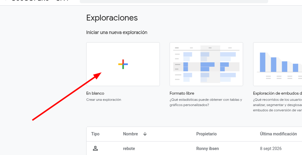 Crear exploración en blanco
